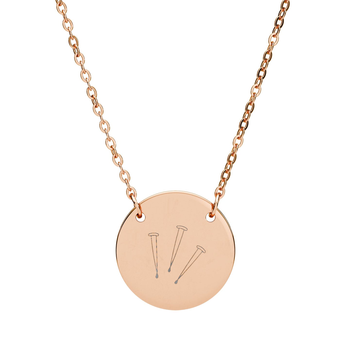 3 Nails Engraved Circle Necklace