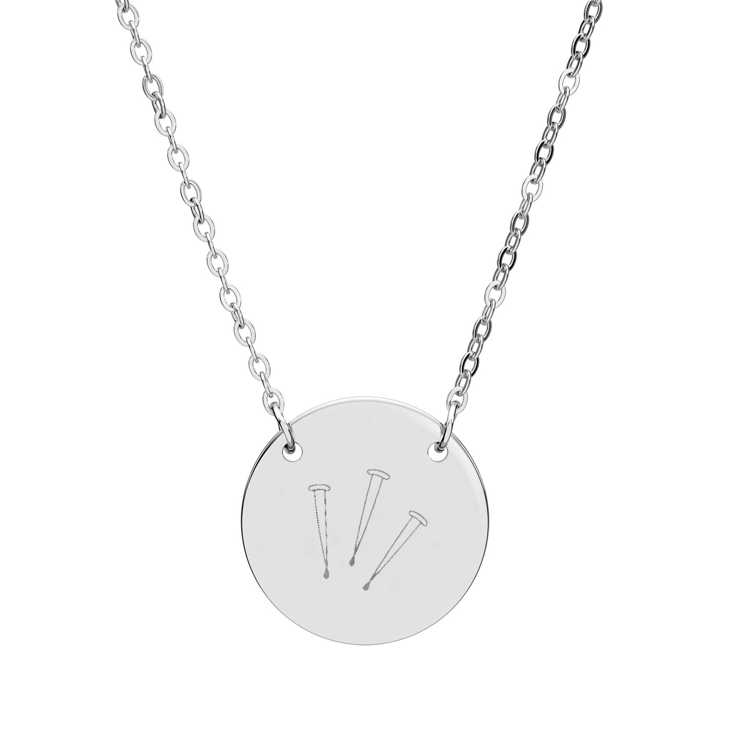 3 Nails Engraved Circle Necklace
